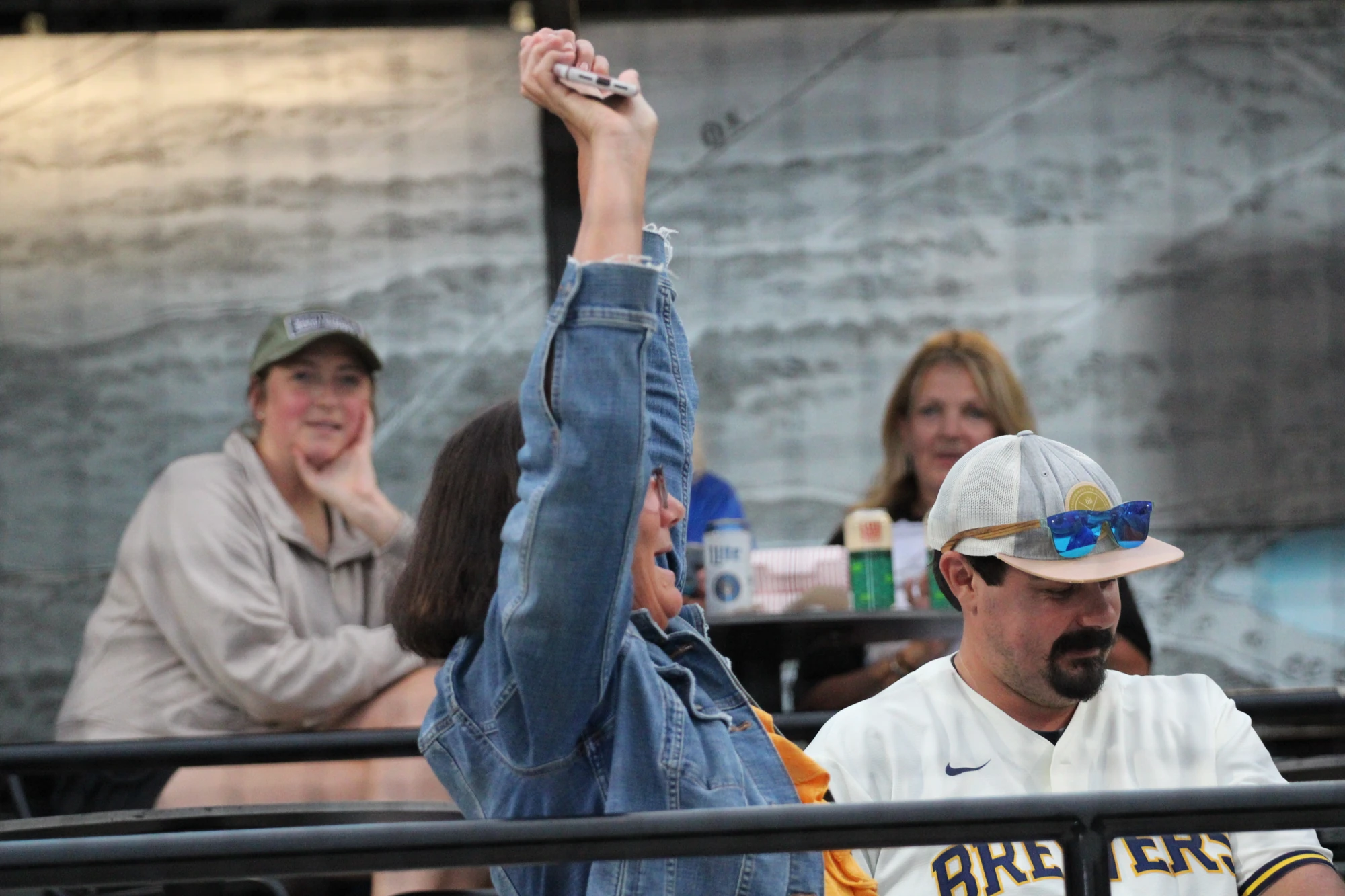 DockHounds prize winner reacting in the stands